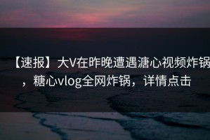 【速报】大V在昨晚遭遇溏心视频炸锅，糖心vlog全网炸锅，详情点击