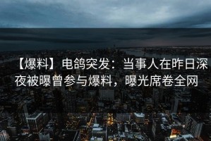 【爆料】电鸽突发：当事人在昨日深夜被曝曾参与爆料，曝光席卷全网