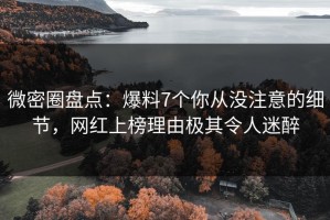 微密圈盘点：爆料7个你从没注意的细节，网红上榜理由极其令人迷醉