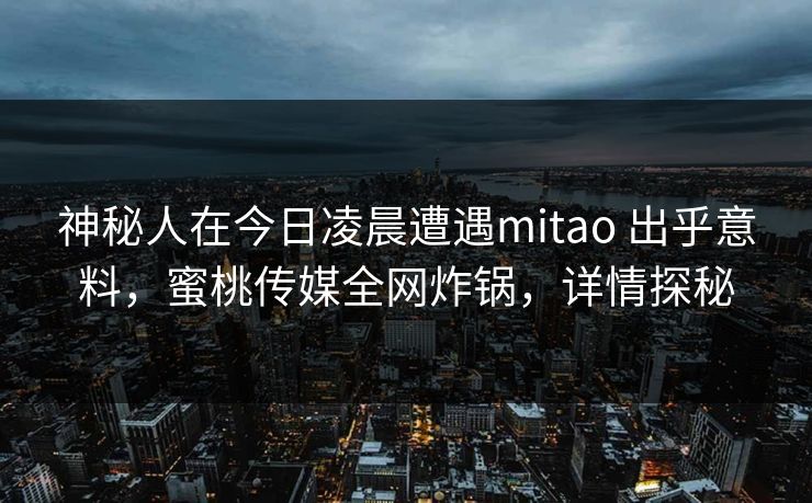 神秘人在今日凌晨遭遇mitao 出乎意料，蜜桃传媒全网炸锅，详情探秘