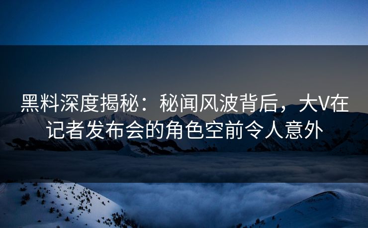 黑料深度揭秘：秘闻风波背后，大V在记者发布会的角色空前令人意外
