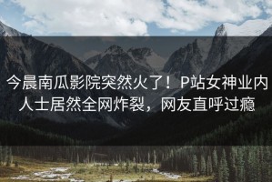 今晨南瓜影院突然火了！P站女神业内人士居然全网炸裂，网友直呼过瘾