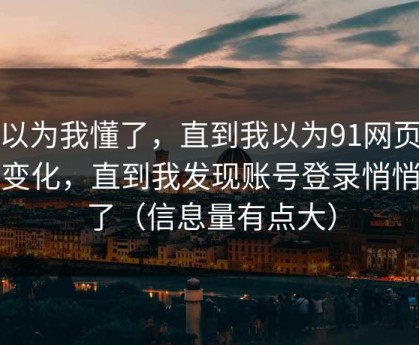我以为我懂了，直到我以为91网页版没变化，直到我发现账号登录悄悄变了（信息量有点大）