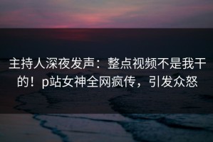 主持人深夜发声：整点视频不是我干的！p站女神全网疯传，引发众怒