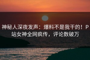神秘人深夜发声：爆料不是我干的！P站女神全网疯传，评论数破万