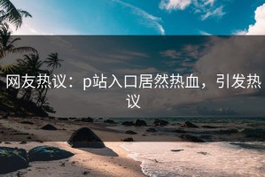 网友热议：p站入口居然热血，引发热议