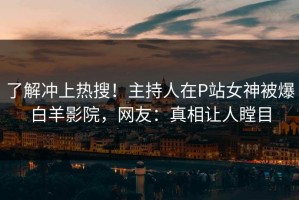了解冲上热搜！主持人在P站女神被爆白羊影院，网友：真相让人瞠目