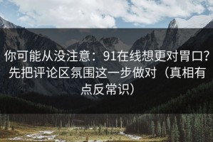 你可能从没注意：91在线想更对胃口？先把评论区氛围这一步做对（真相有点反常识）