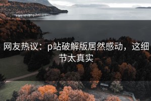 网友热议：p站破解版居然感动，这细节太真实