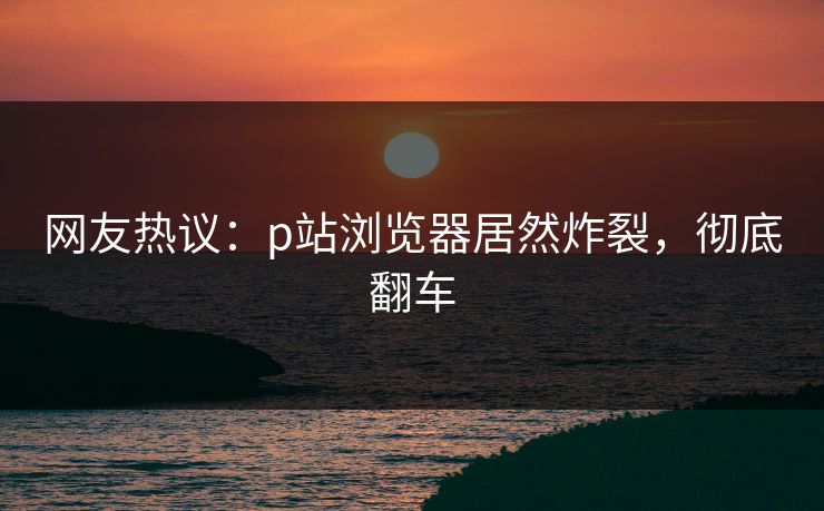 网友热议：p站浏览器居然炸裂，彻底翻车