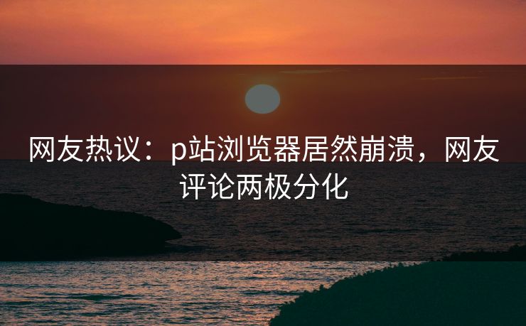 网友热议：p站浏览器居然崩溃，网友评论两极分化