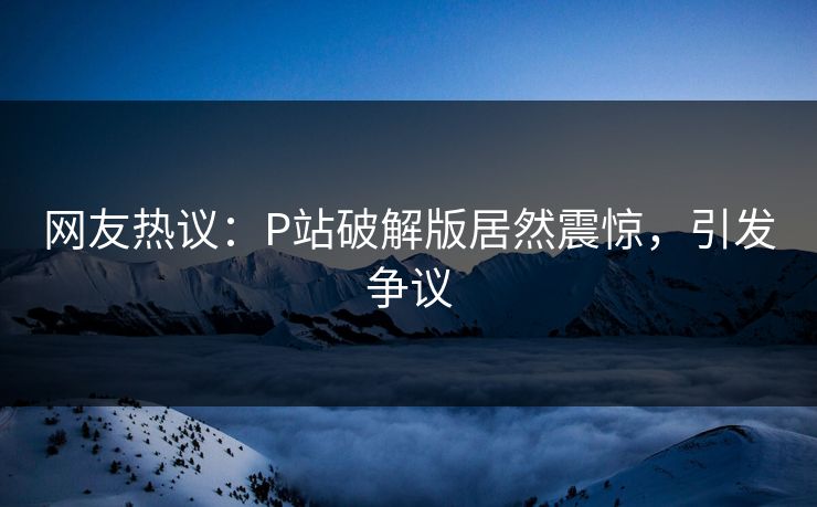 网友热议：P站破解版居然震惊，引发争议