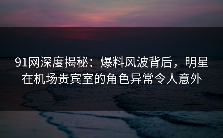 91网深度揭秘：爆料风波背后，明星在机场贵宾室的角色异常令人意外