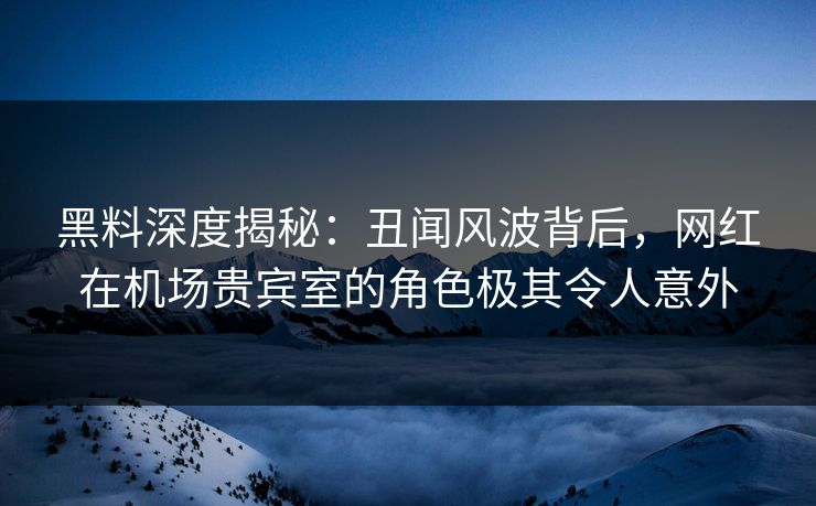 黑料深度揭秘：丑闻风波背后，网红在机场贵宾室的角色极其令人意外
